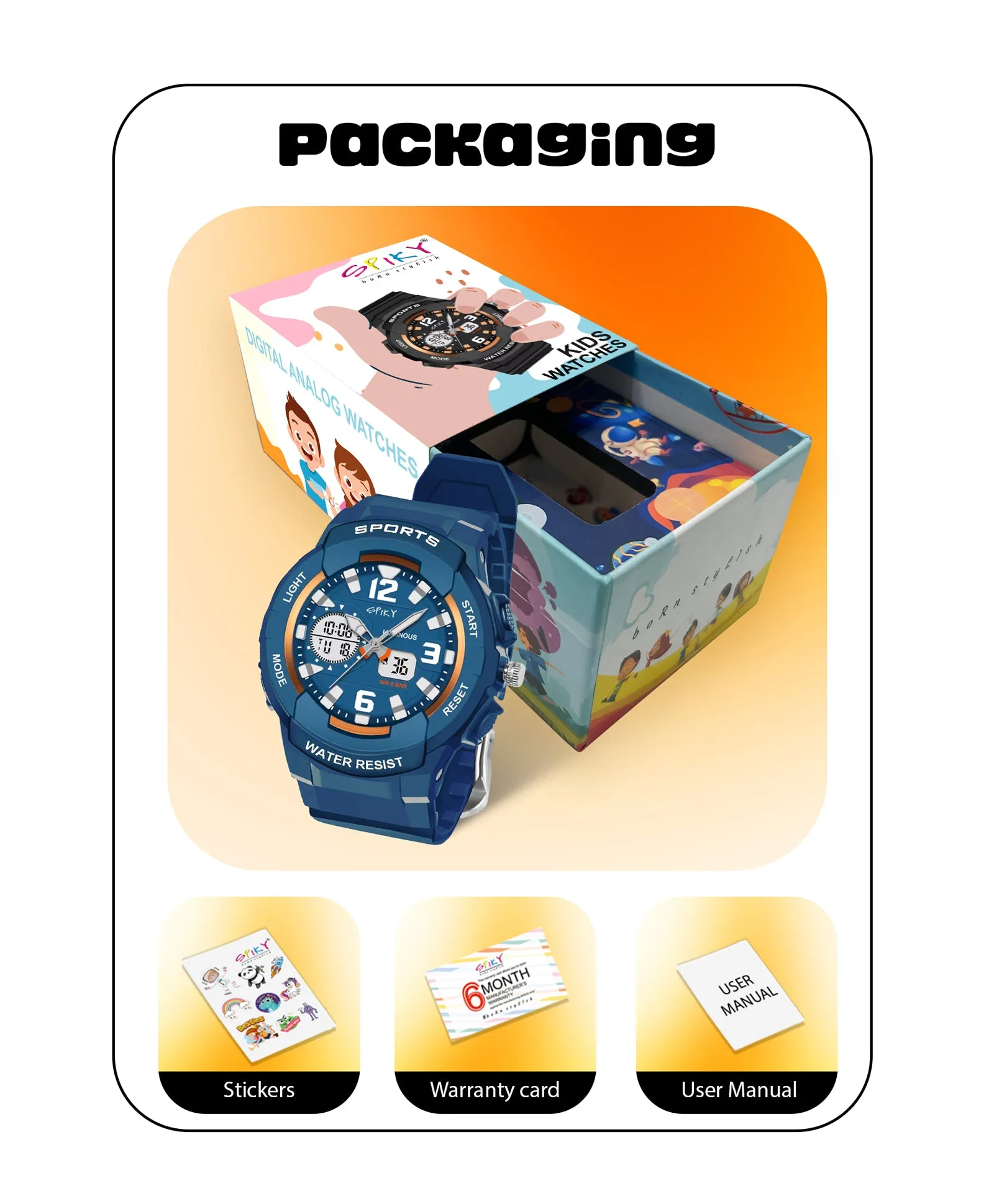 Spiky Eva6 Analog & Digital Sporty Watch - Black