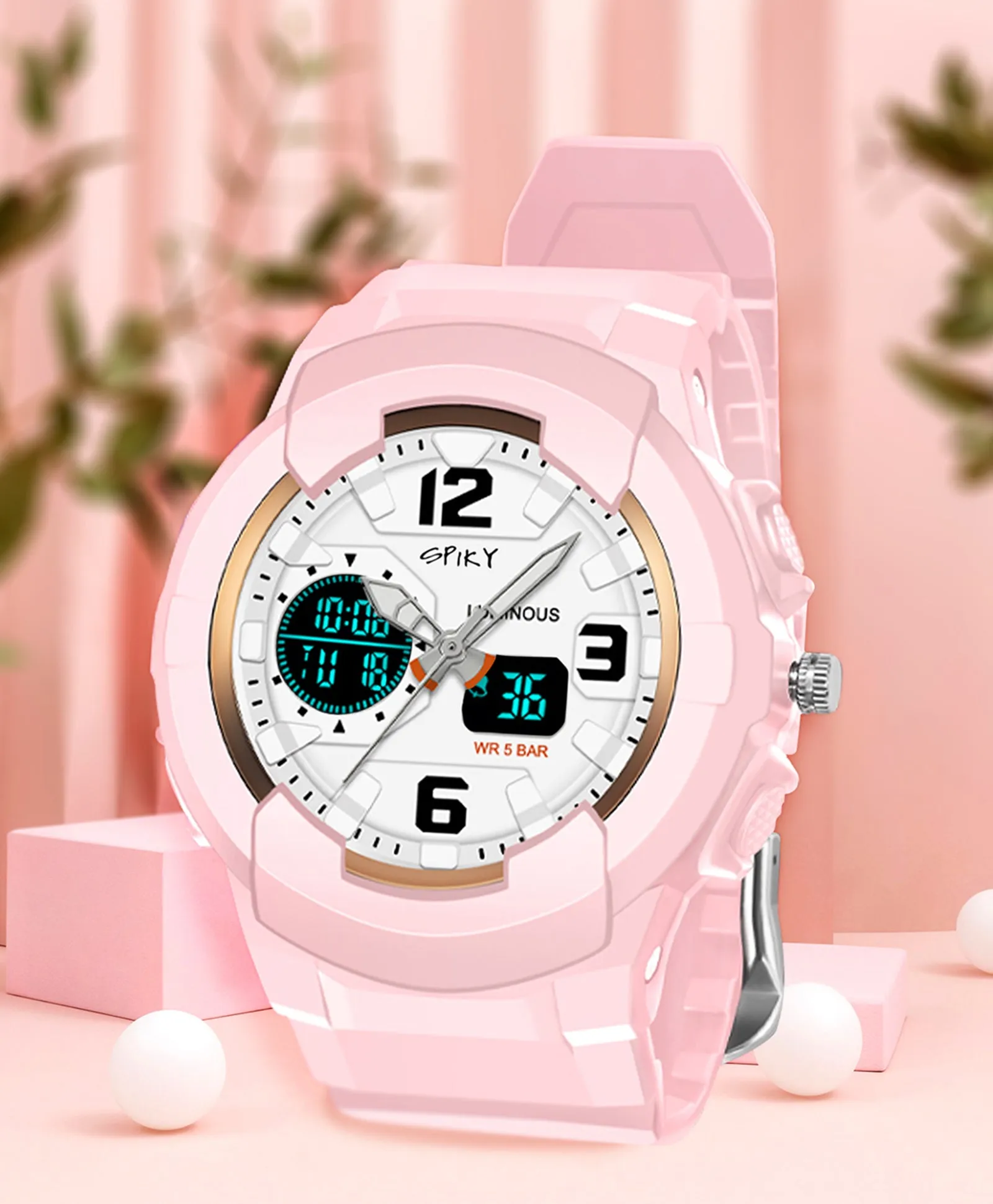 Spiky Eva6 Analog & Digital Sporty Watch - Black