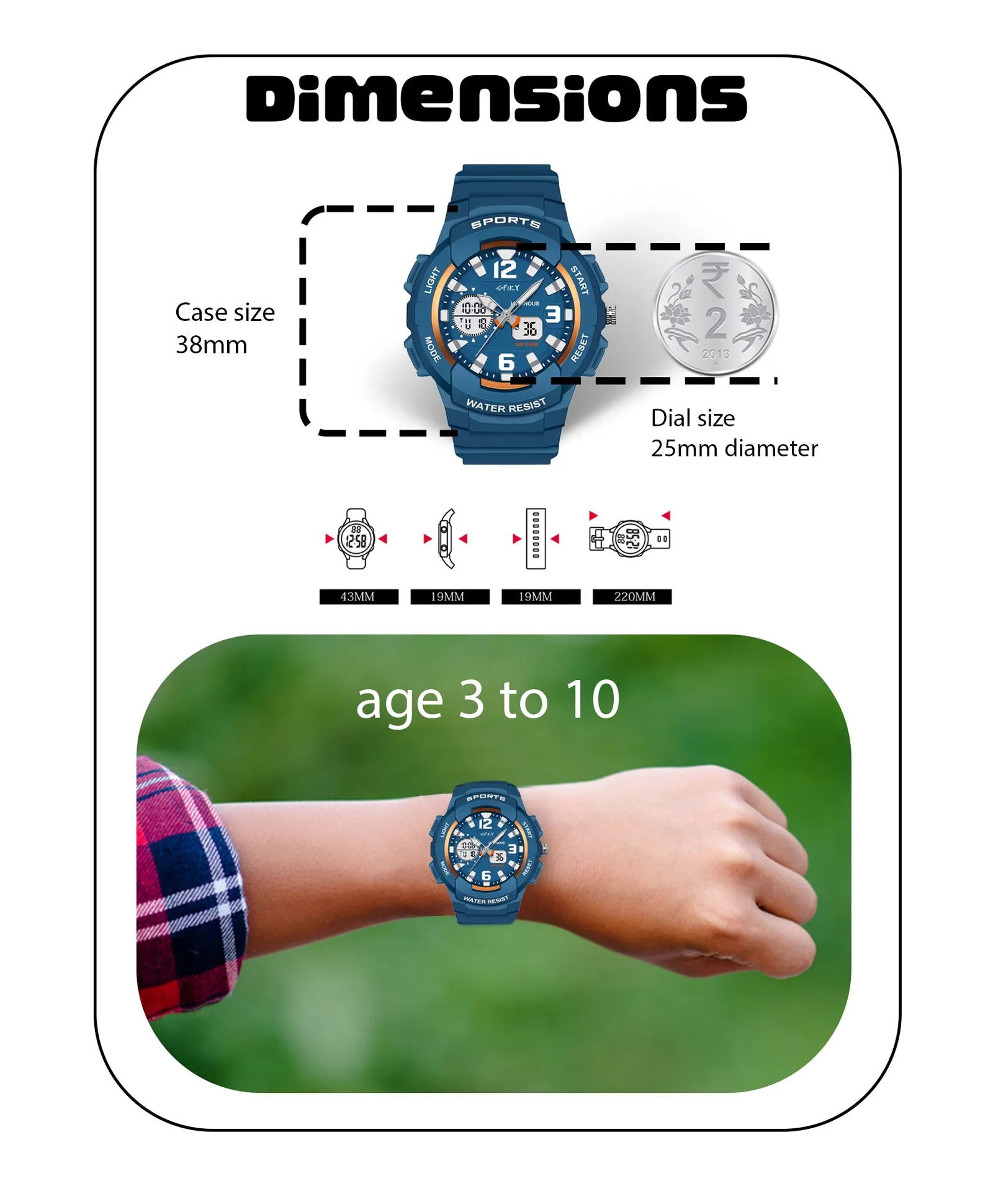 Spiky Eva6 Analog & Digital Sporty Watch - Black