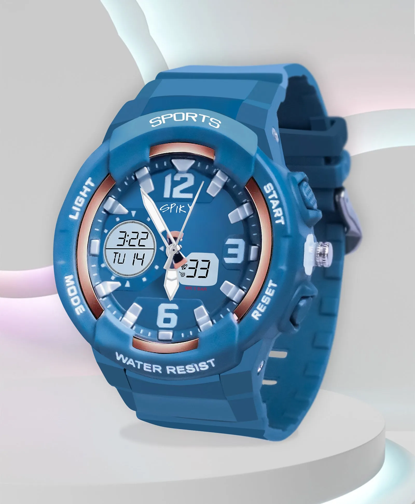 Spiky Eva6 Analog & Digital Sporty Watch - Black