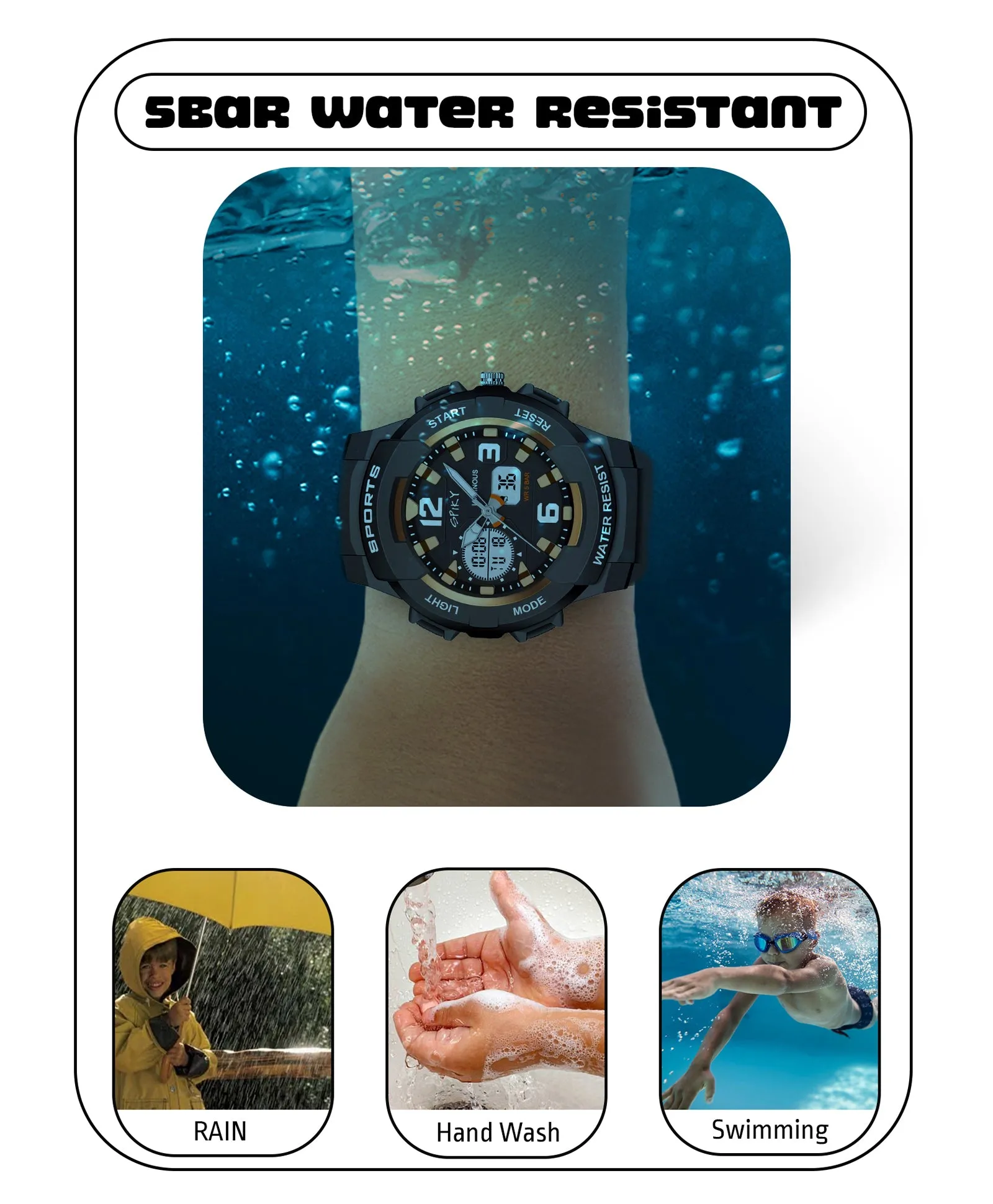 Spiky Eva6 Analog & Digital Sporty Watch - Blue