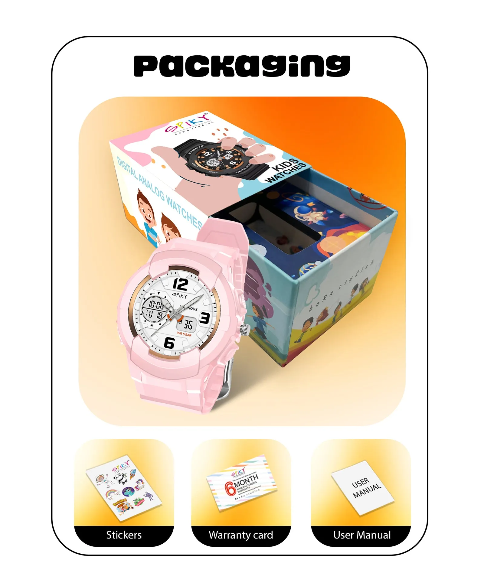 Spiky Eva6 Analog & Digital Sporty Watch - Pink