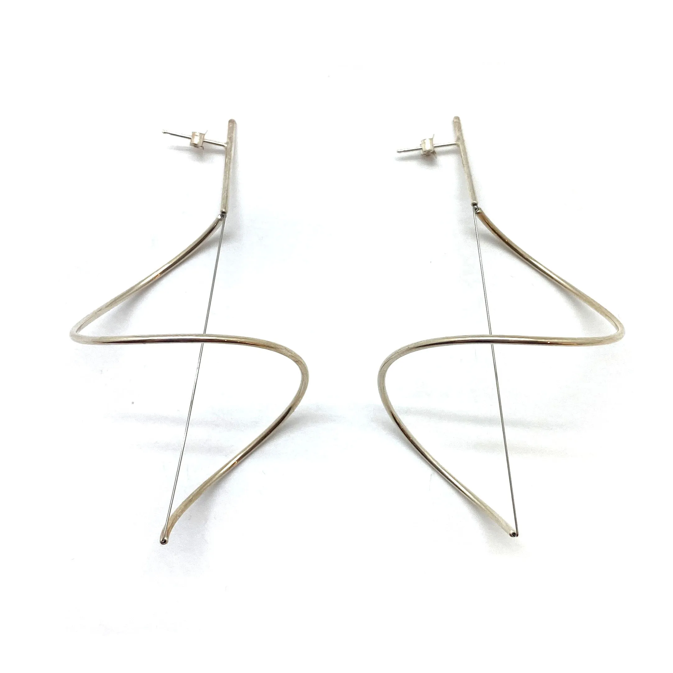 Spiral Drop Earrings Large - Silver