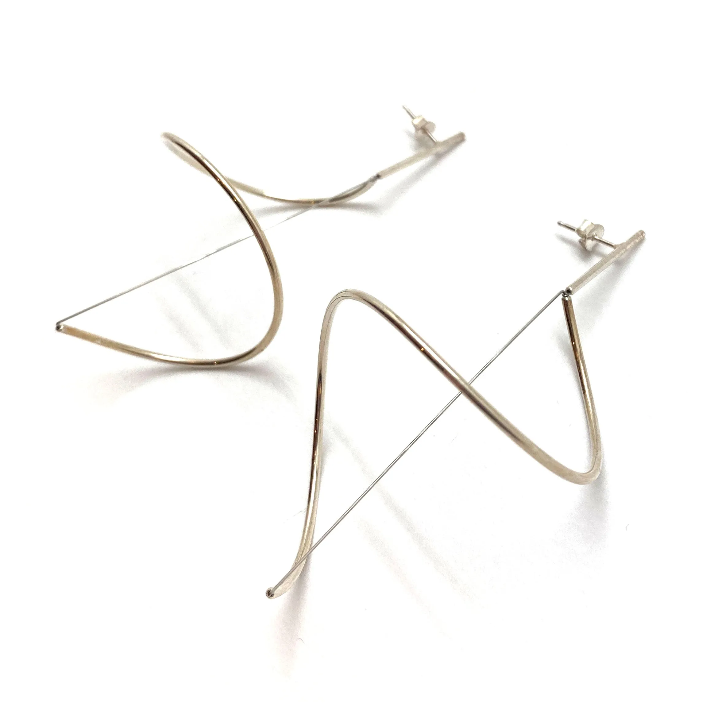 Spiral Drop Earrings Large - Silver