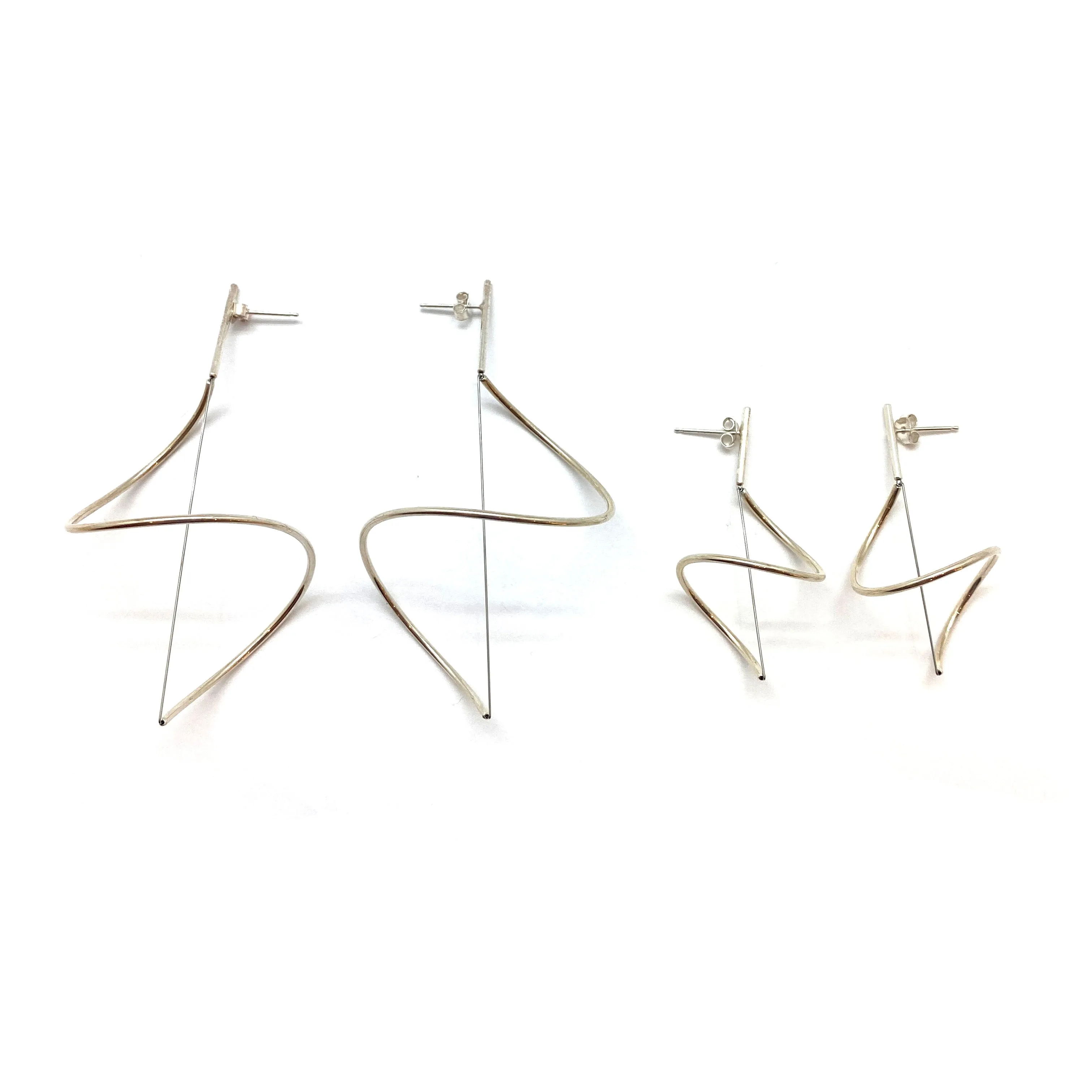 Spiral Drop Earrings Large - Silver
