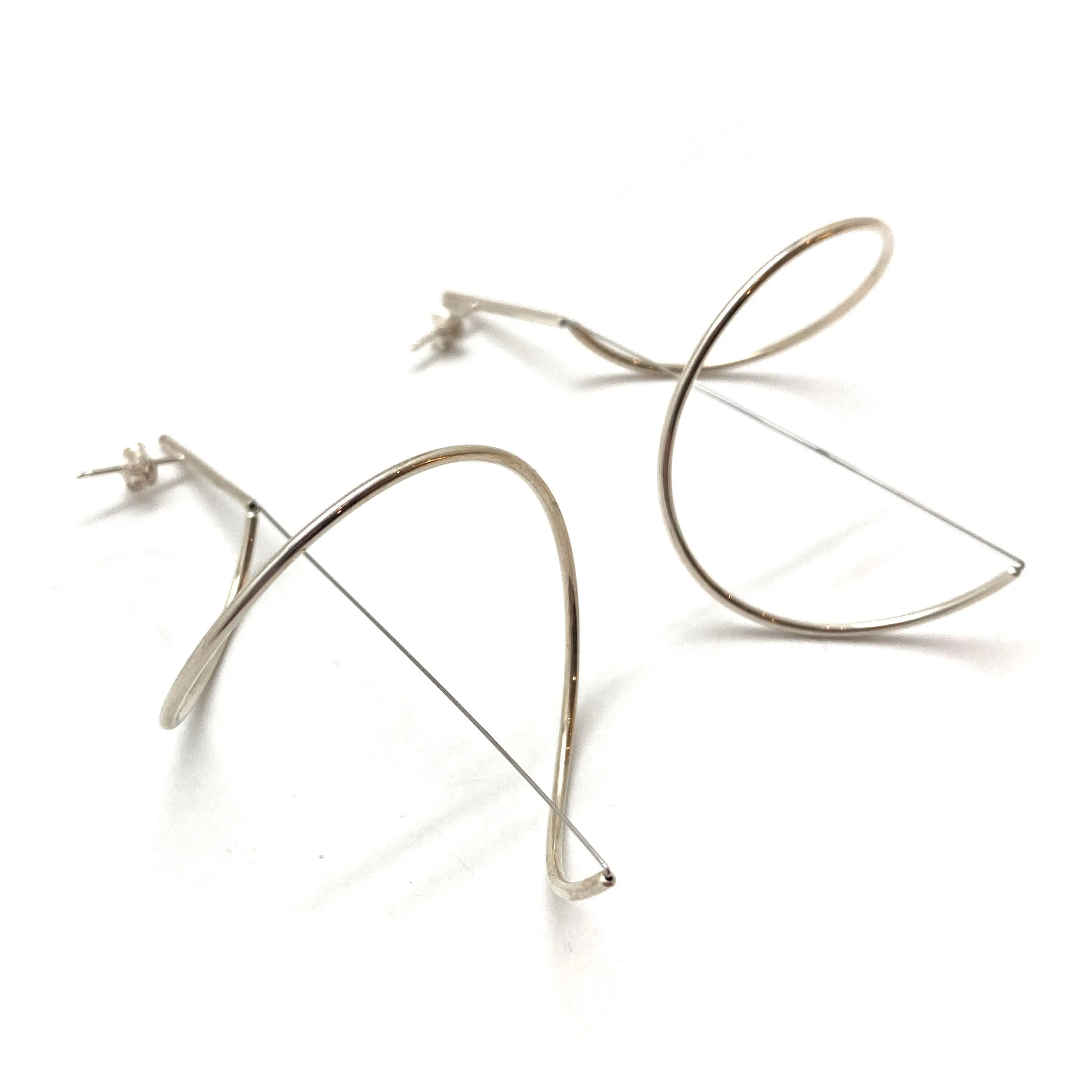 Spiral Drop Earrings Large - Silver