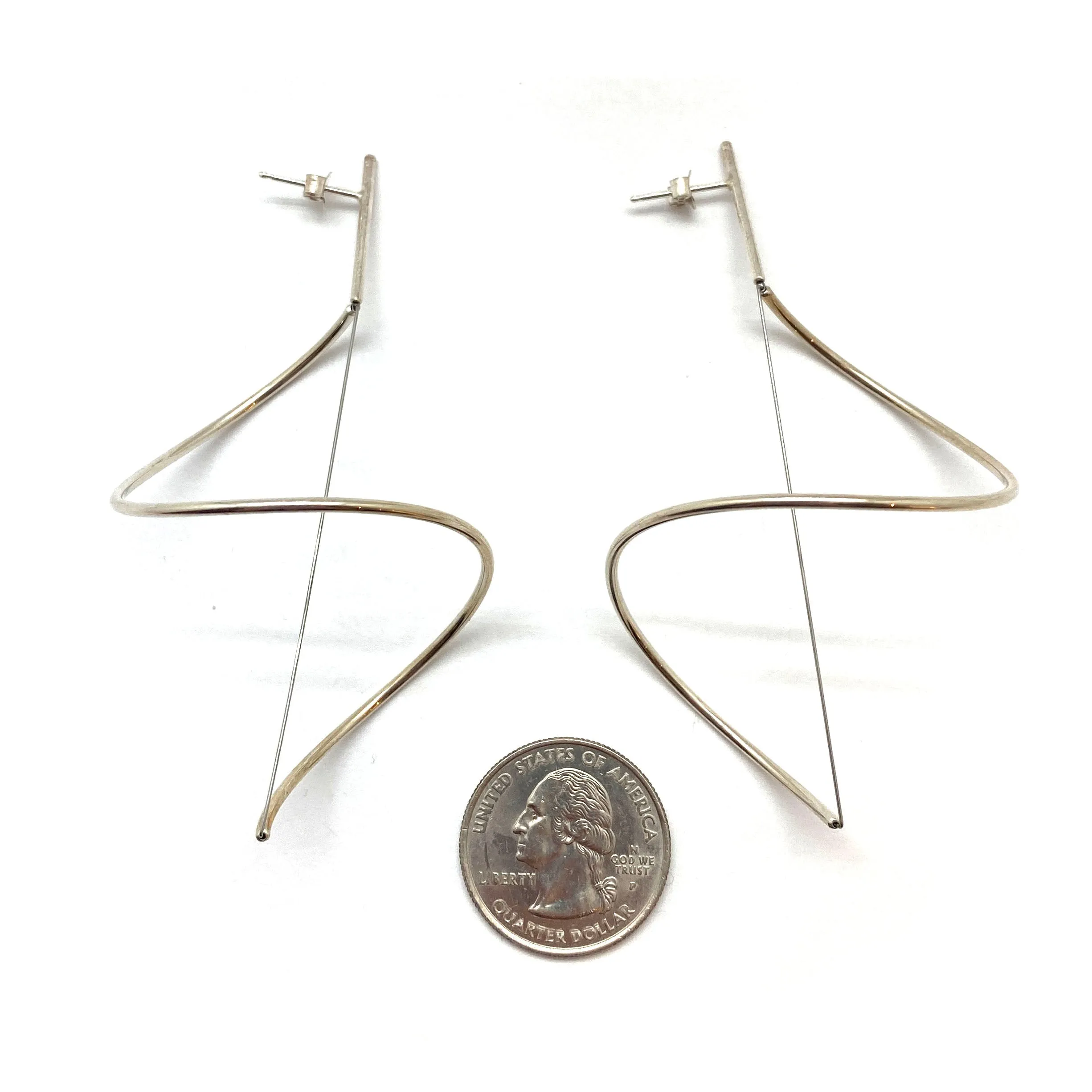 Spiral Drop Earrings Large - Silver