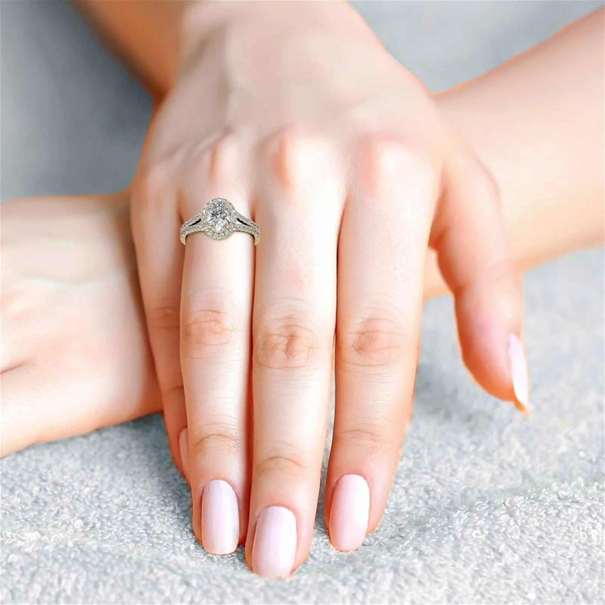 Split Shank Yellow Gold Adjustable Sterling Silver Elegant Engagement Ring For Women