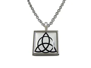 Square Celtic Design Pendant Necklace
