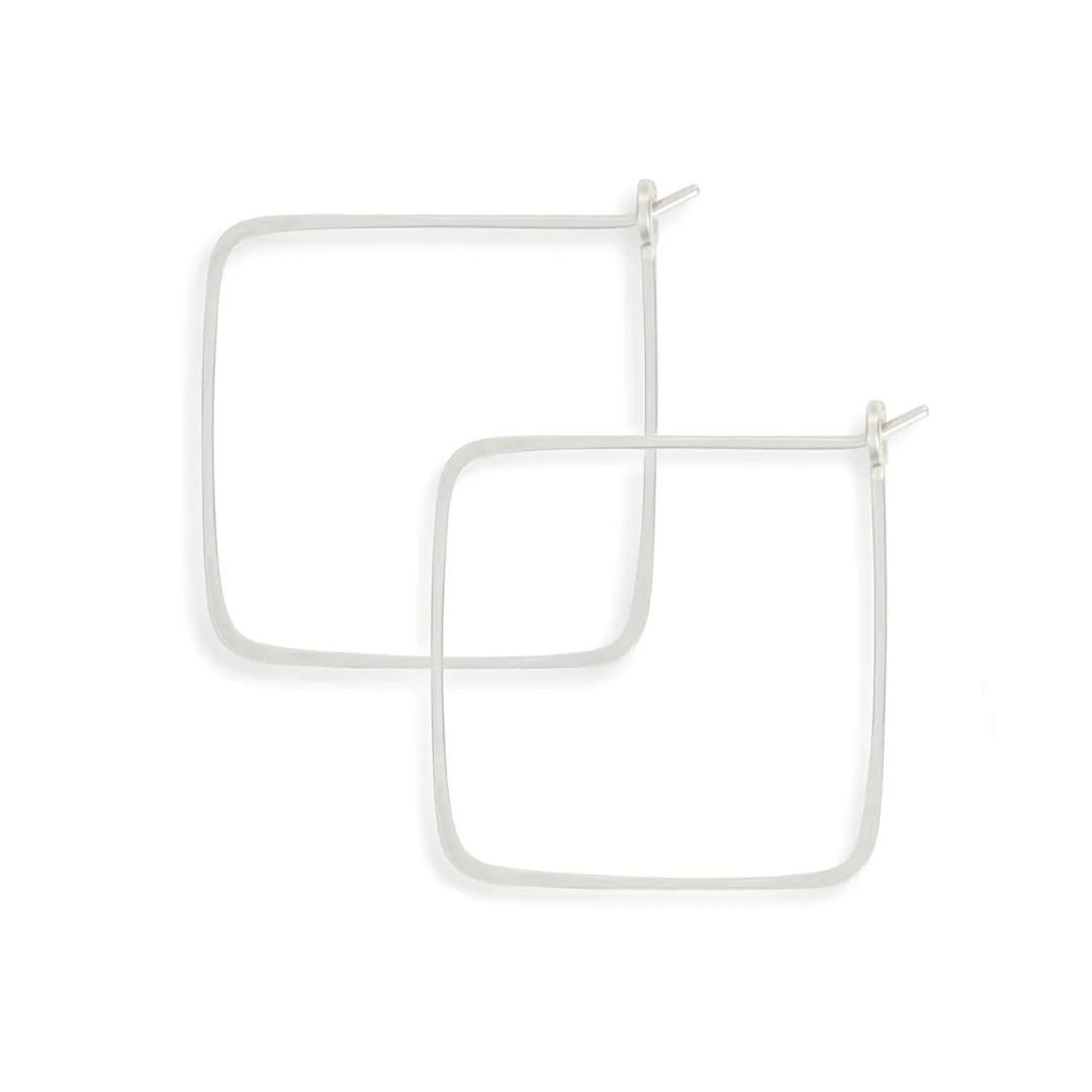 Square Hoops in Sterling Silver