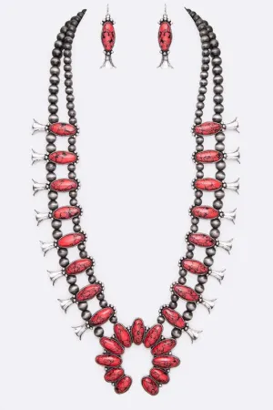 Squash Blossom Statement Western Necklace Set