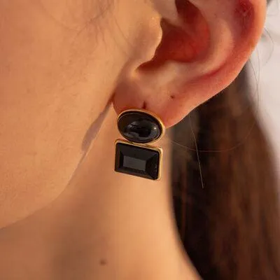Stainless Steel Zircon Geometric Earrings