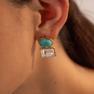 Stainless Steel Zircon Geometric Earrings