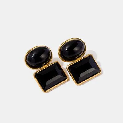 Stainless Steel Zircon Geometric Earrings