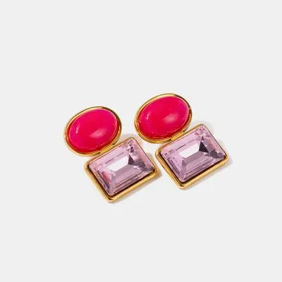 Stainless Steel Zircon Geometric Earrings
