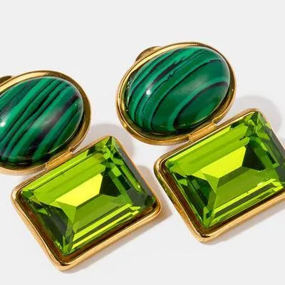 Stainless Steel Zircon Geometric Earrings