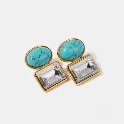 Stainless Steel Zircon Geometric Earrings