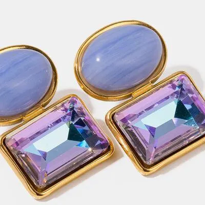 Stainless Steel Zircon Geometric Earrings
