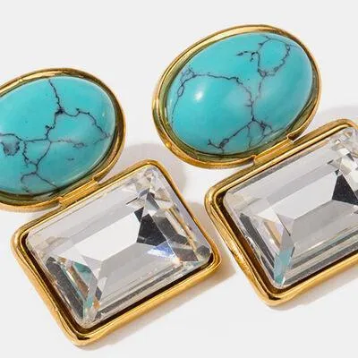 Stainless Steel Zircon Geometric Earrings