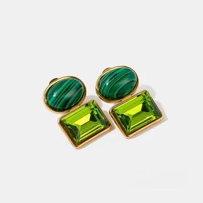 Stainless Steel Zircon Geometric Earrings