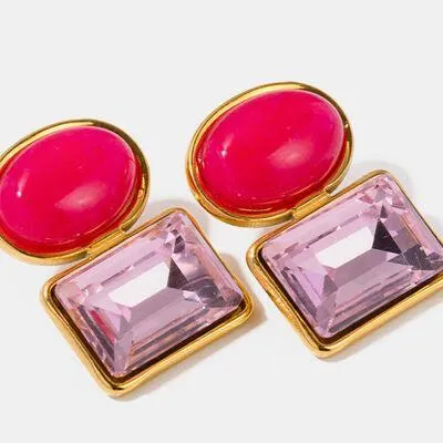 Stainless Steel Zircon Geometric Earrings