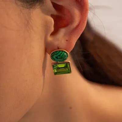 Stainless Steel Zircon Geometric Earrings