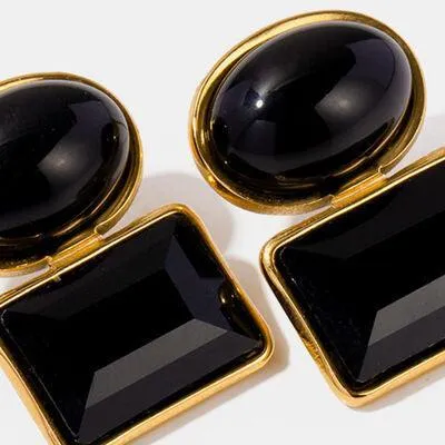 Stainless Steel Zircon Geometric Earrings