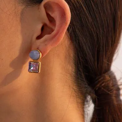 Stainless Steel Zircon Geometric Earrings
