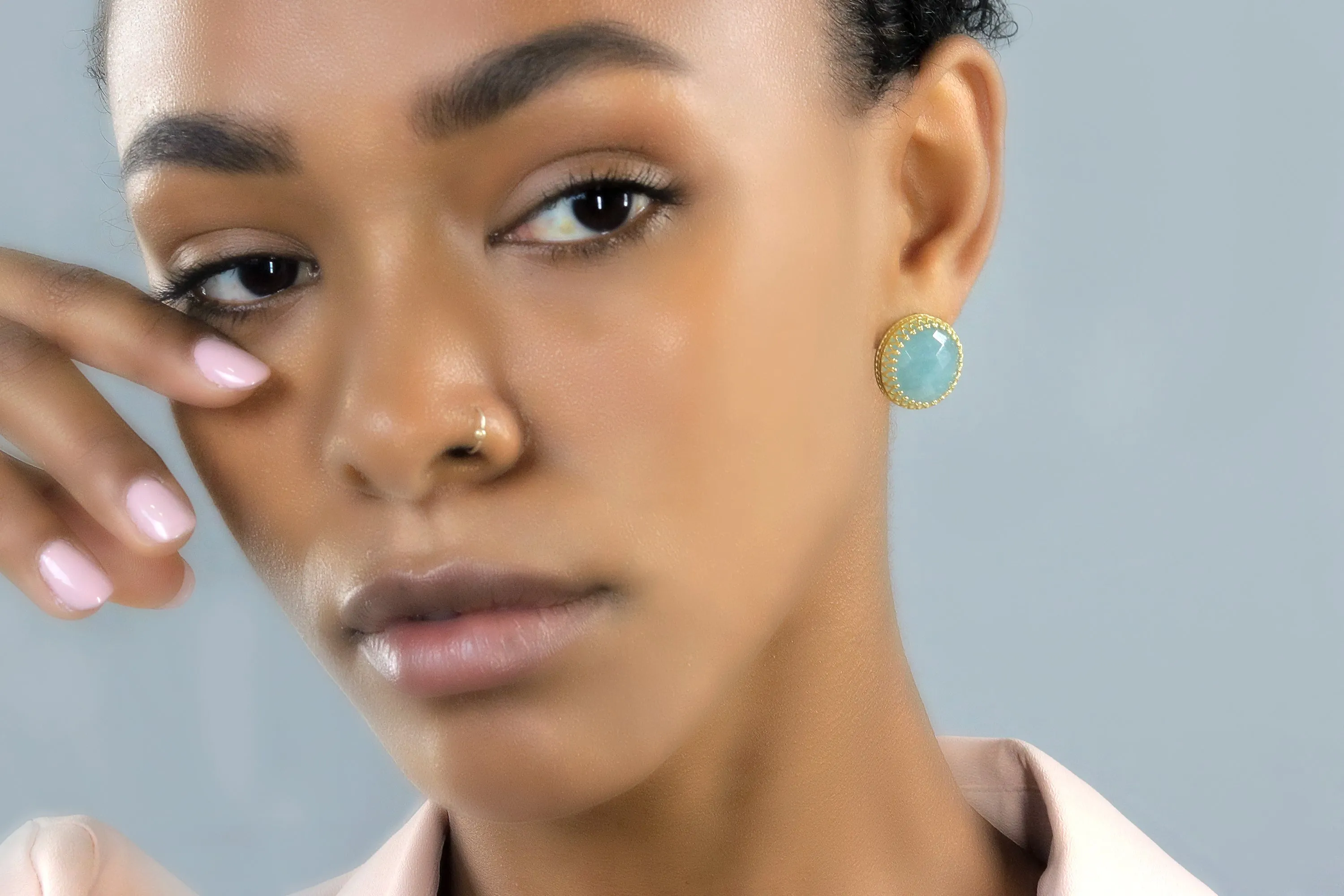 Statement Aquamarine Stud Earrings