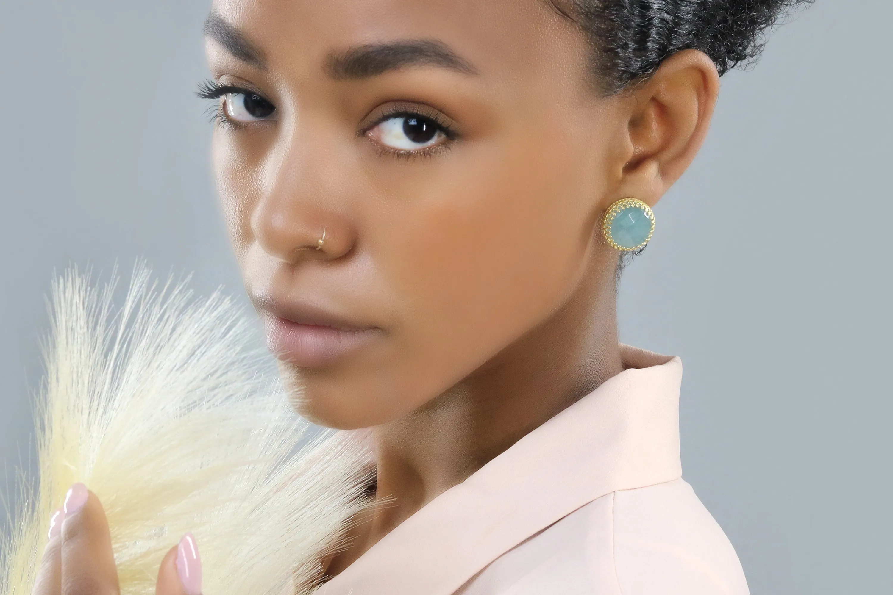 Statement Aquamarine Stud Earrings