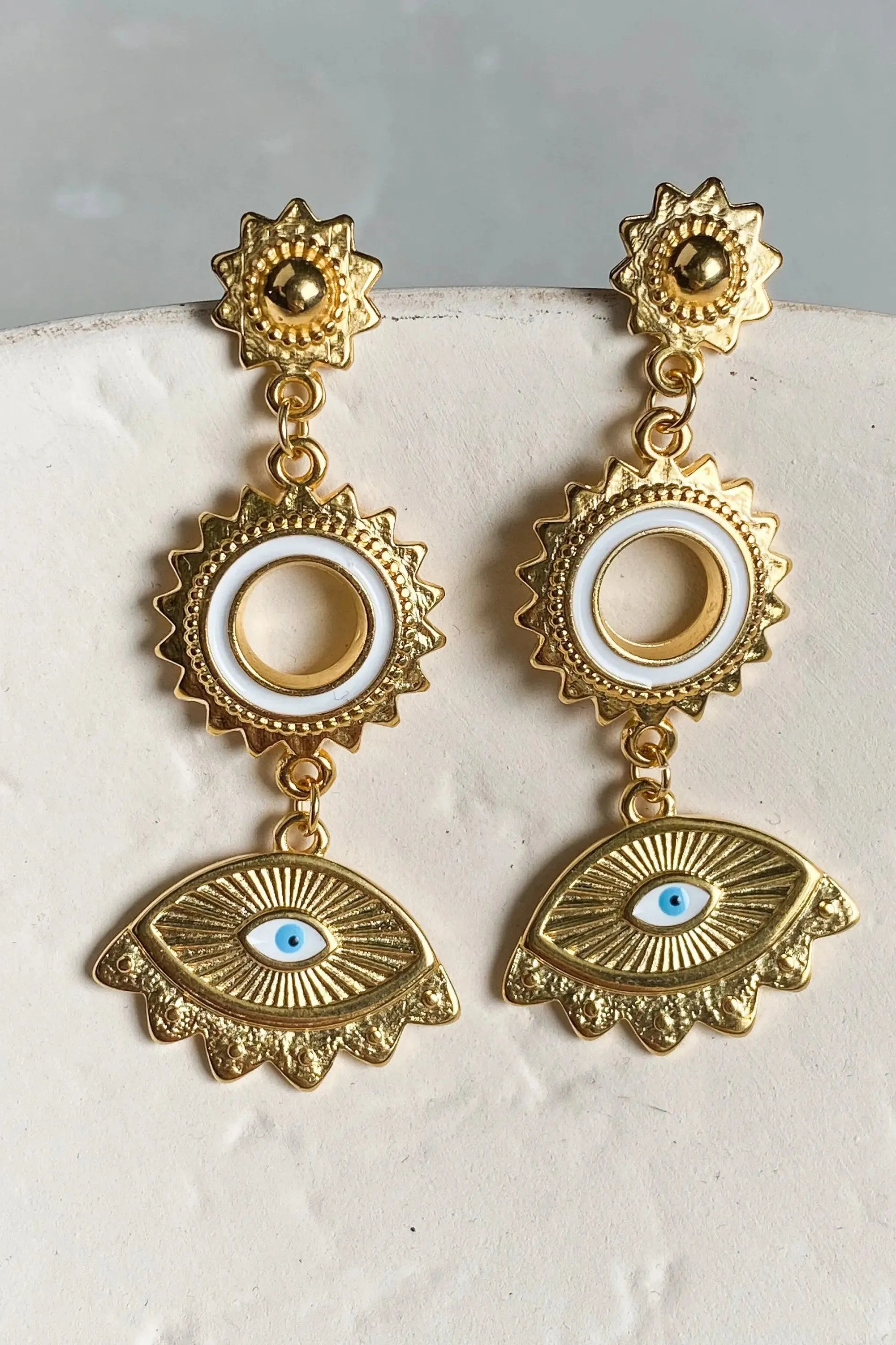 Statement evil eye earrings