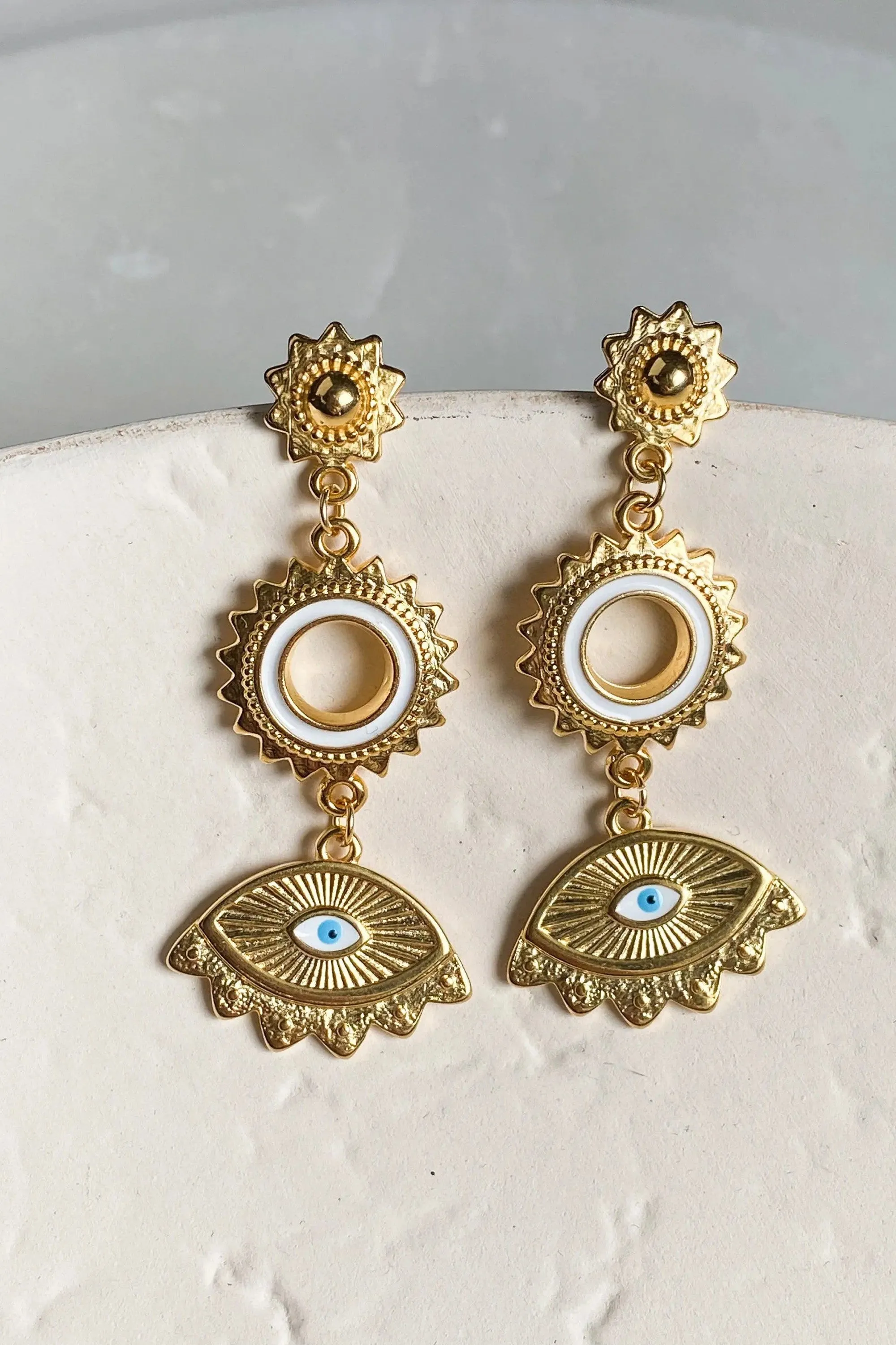 Statement evil eye earrings