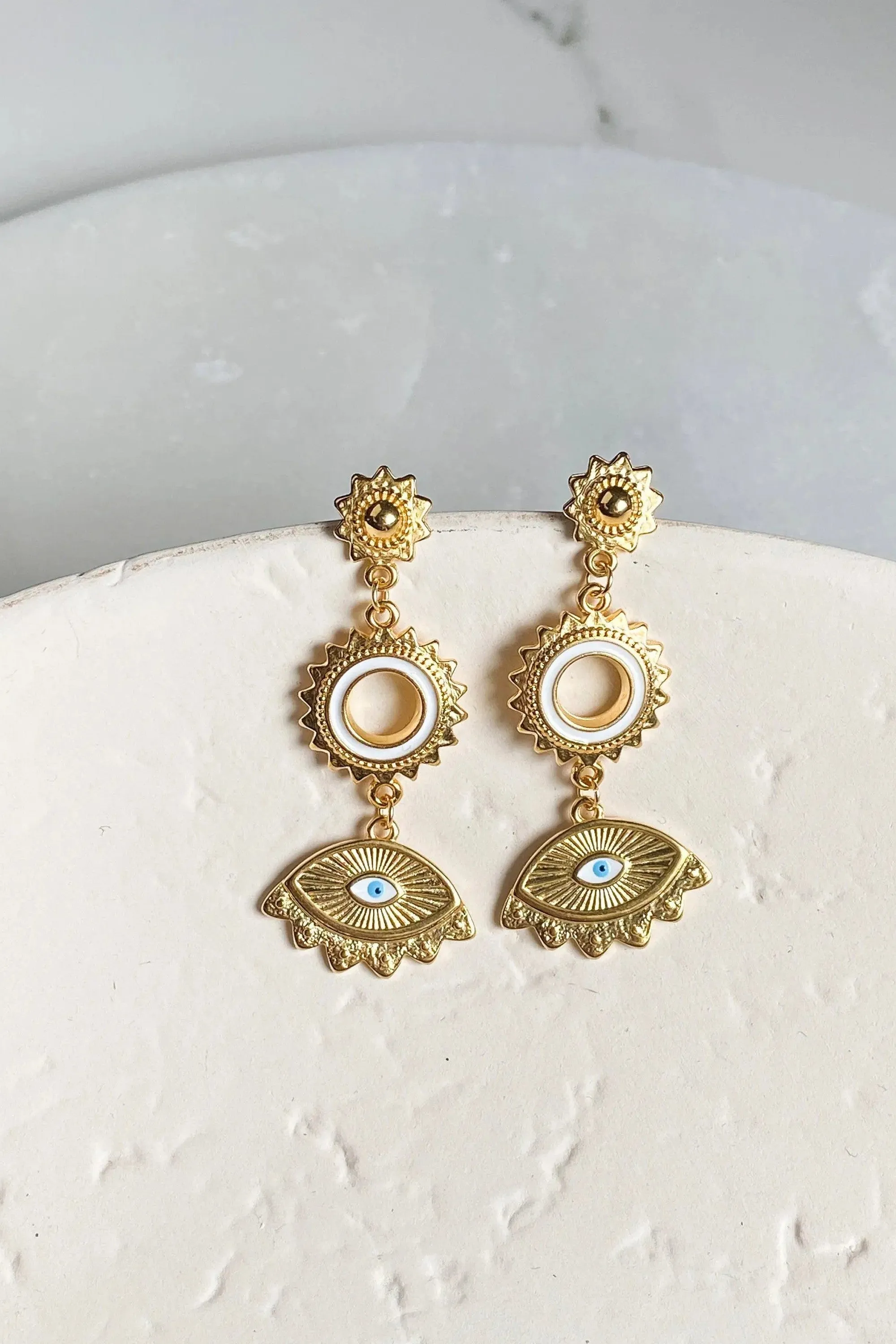Statement evil eye earrings