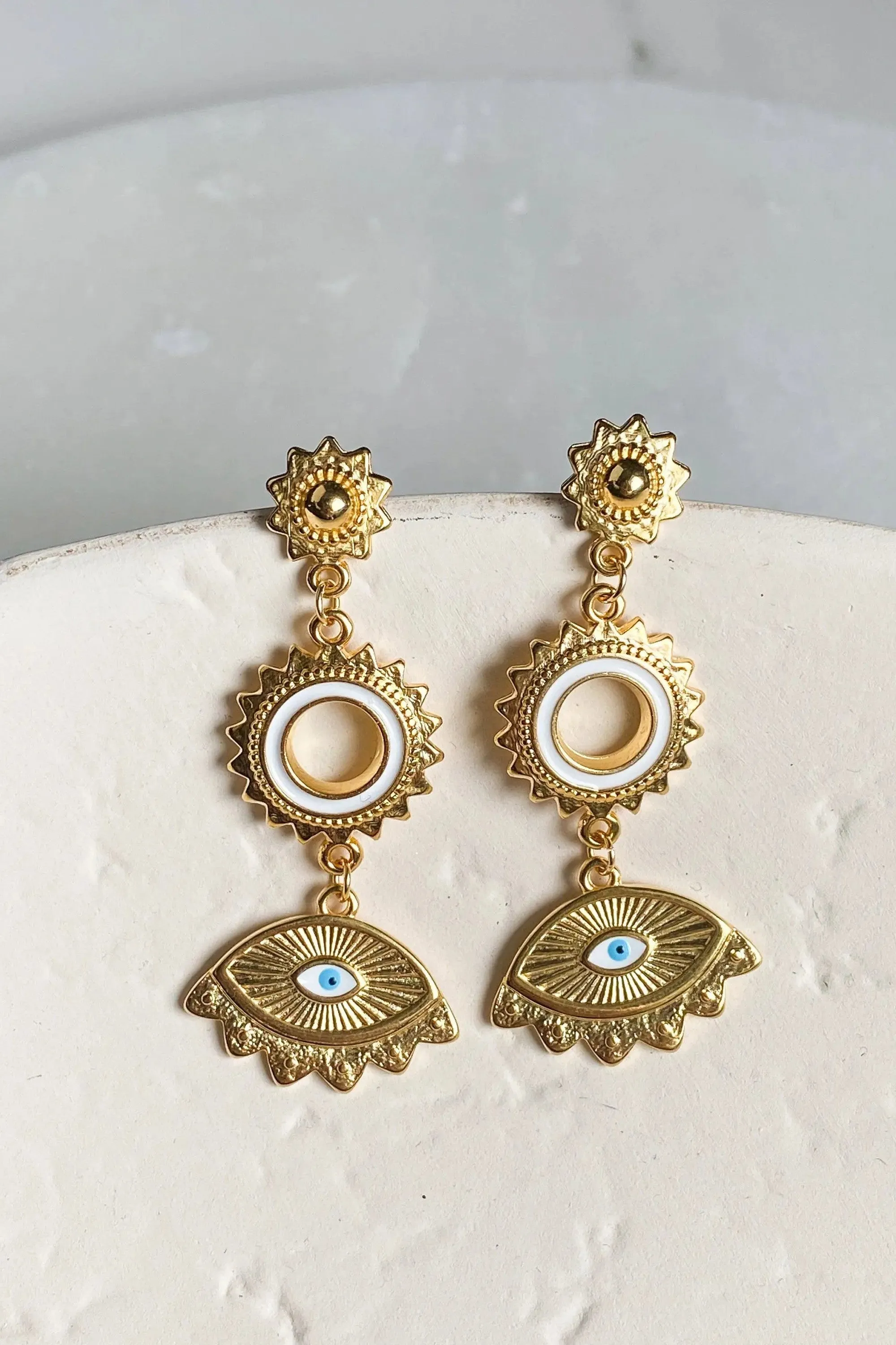 Statement evil eye earrings