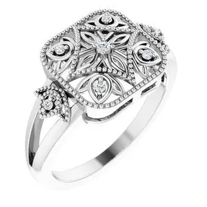Sterling Silver .05 CTW Diamond Ring Size 6