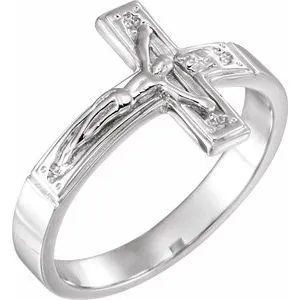 Sterling Silver 12 mm Crucifix Chastity Ring Size 8
