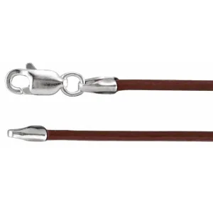 Sterling Silver 1.5 mm Brown Leather  7" Cord