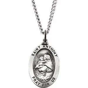 Sterling Silver 23.25x16 mm St. Anthony of Padua Medal Necklace