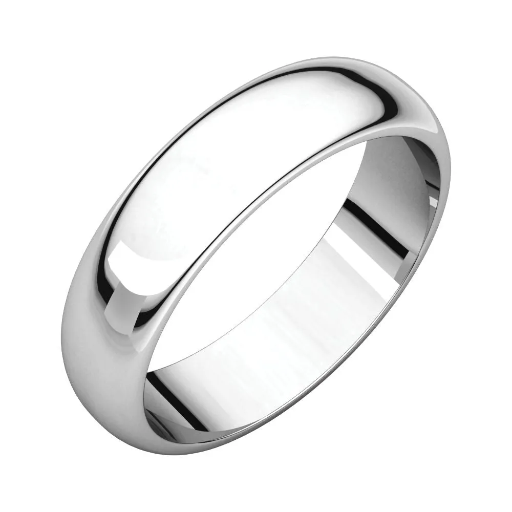 Sterling Silver 5mm Half Round Band, Size 10