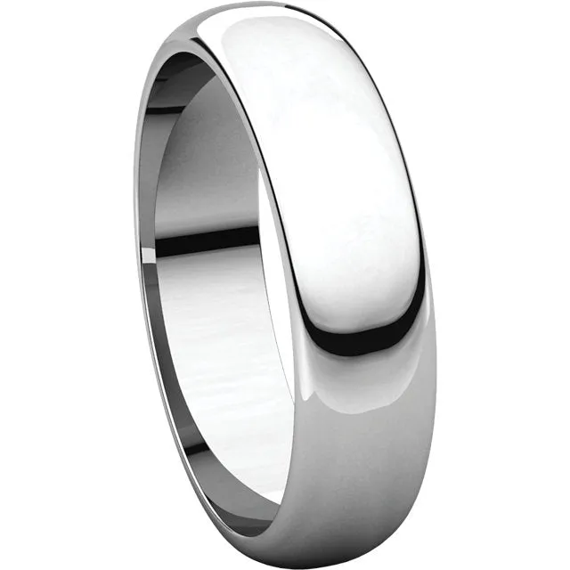 Sterling Silver 5mm Half Round Band, Size 10