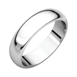Sterling Silver 5mm Half Round Band, Size 10