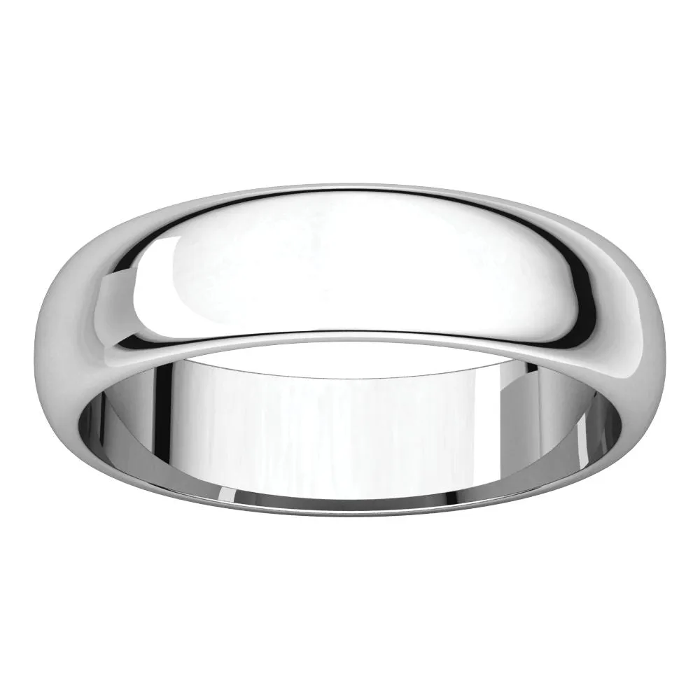 Sterling Silver 5mm Half Round Band, Size 10