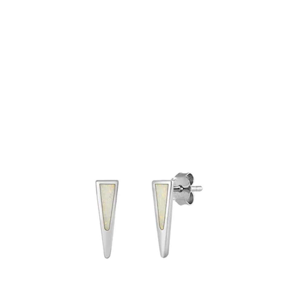 Sterling Silver Beautiful White Synthetic Opal Icicle Christmas Winter Earrings
