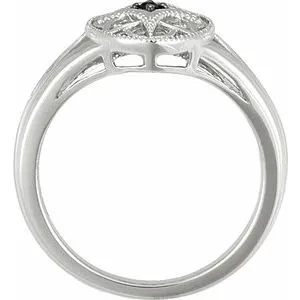 Sterling Silver Blue Sapphire Granulated Filigree Ring Size 7