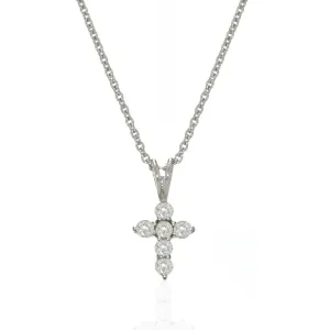 Sterling Silver Cubic Zirconia Extra Small Cross Necklace