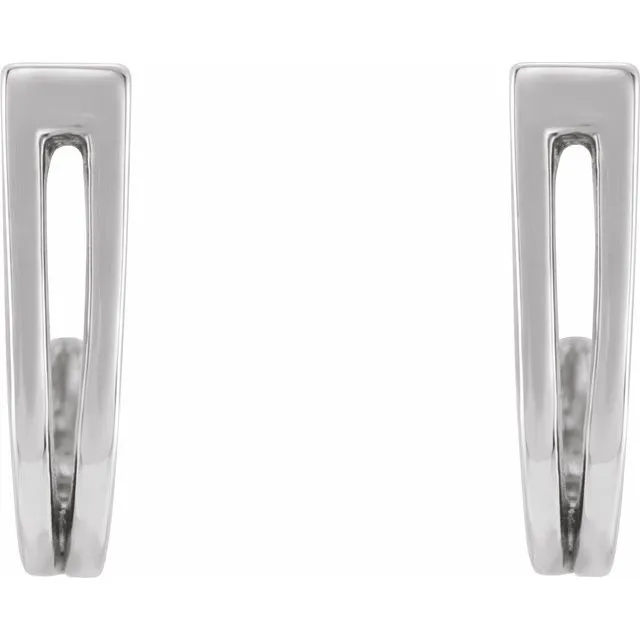 Sterling Silver Geometric J-Hoop Earrings