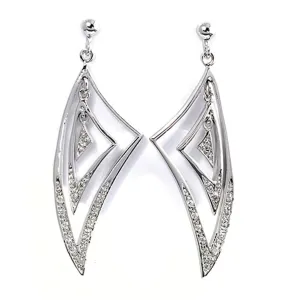 Sterling Silver Geometric Spiral Statement Cluster Studded Earrings Clear CZ 925