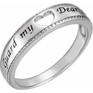 Sterling Silver Guard My Heart Ring Size 8