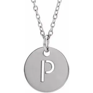 Sterling Silver Initial P 16-18" Necklace
