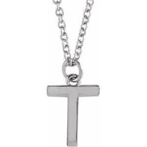 Sterling Silver Initial T Dangle 16" Necklace